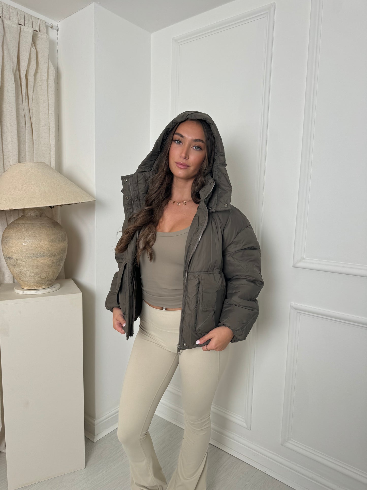 The ‘ALASKA’ khaki puffer coat pre order