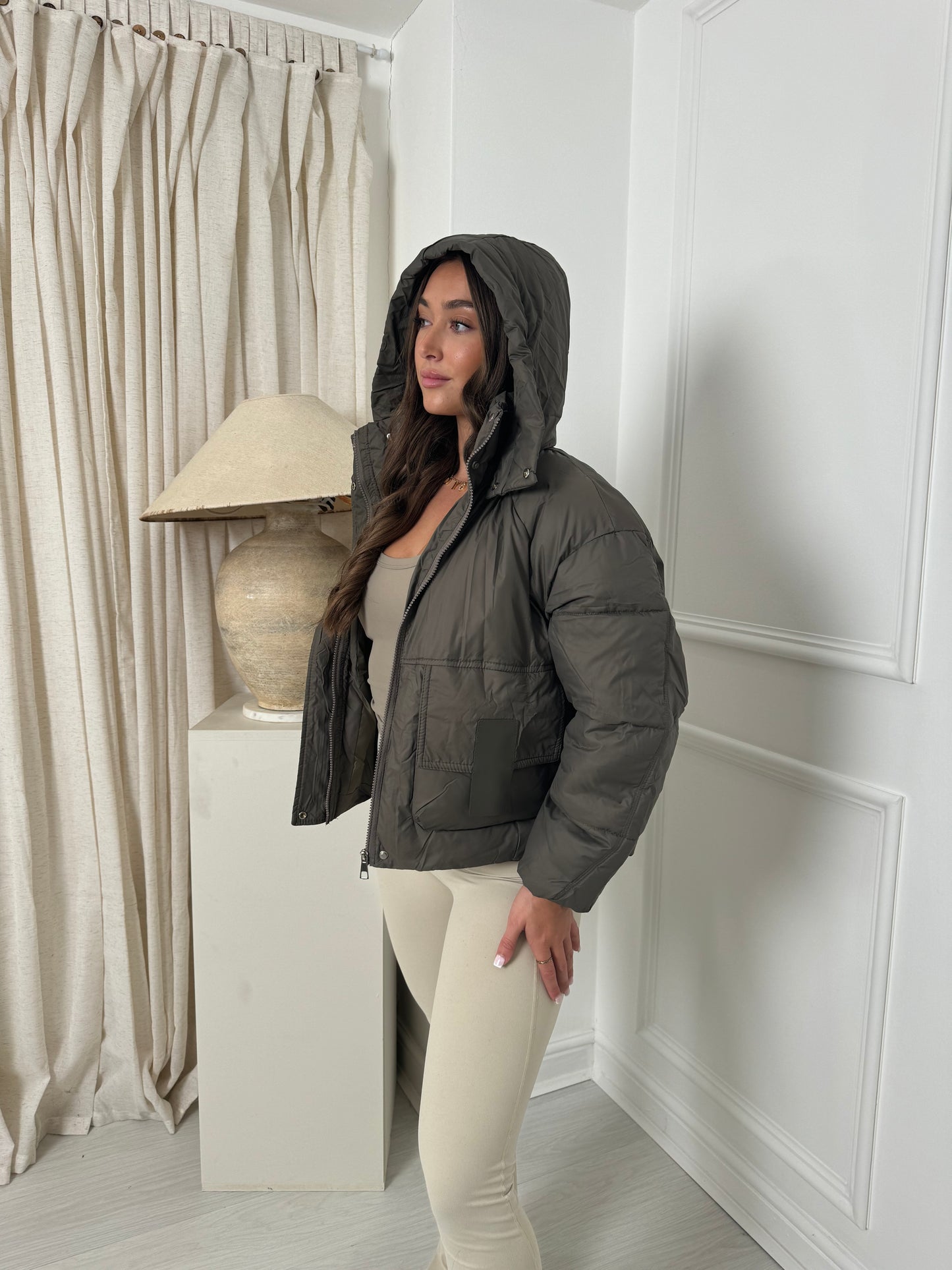 The ‘ALASKA’ khaki puffer coat pre order