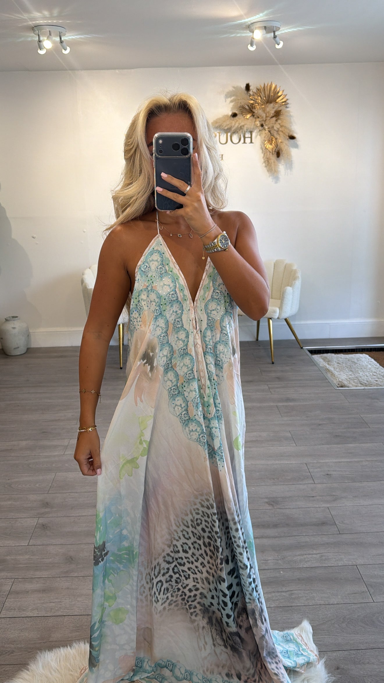 Our tie up halter neck maxi dress