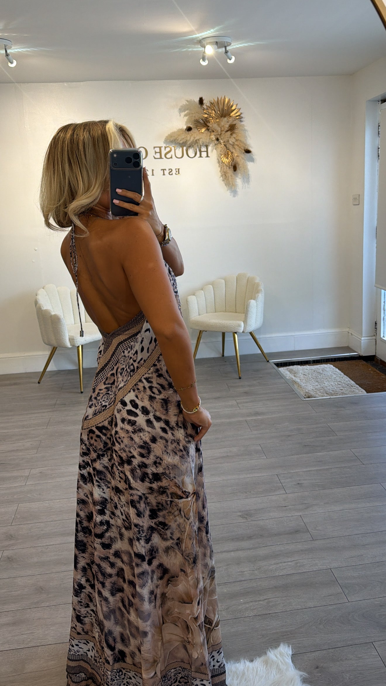 Our tie up halter neck dress