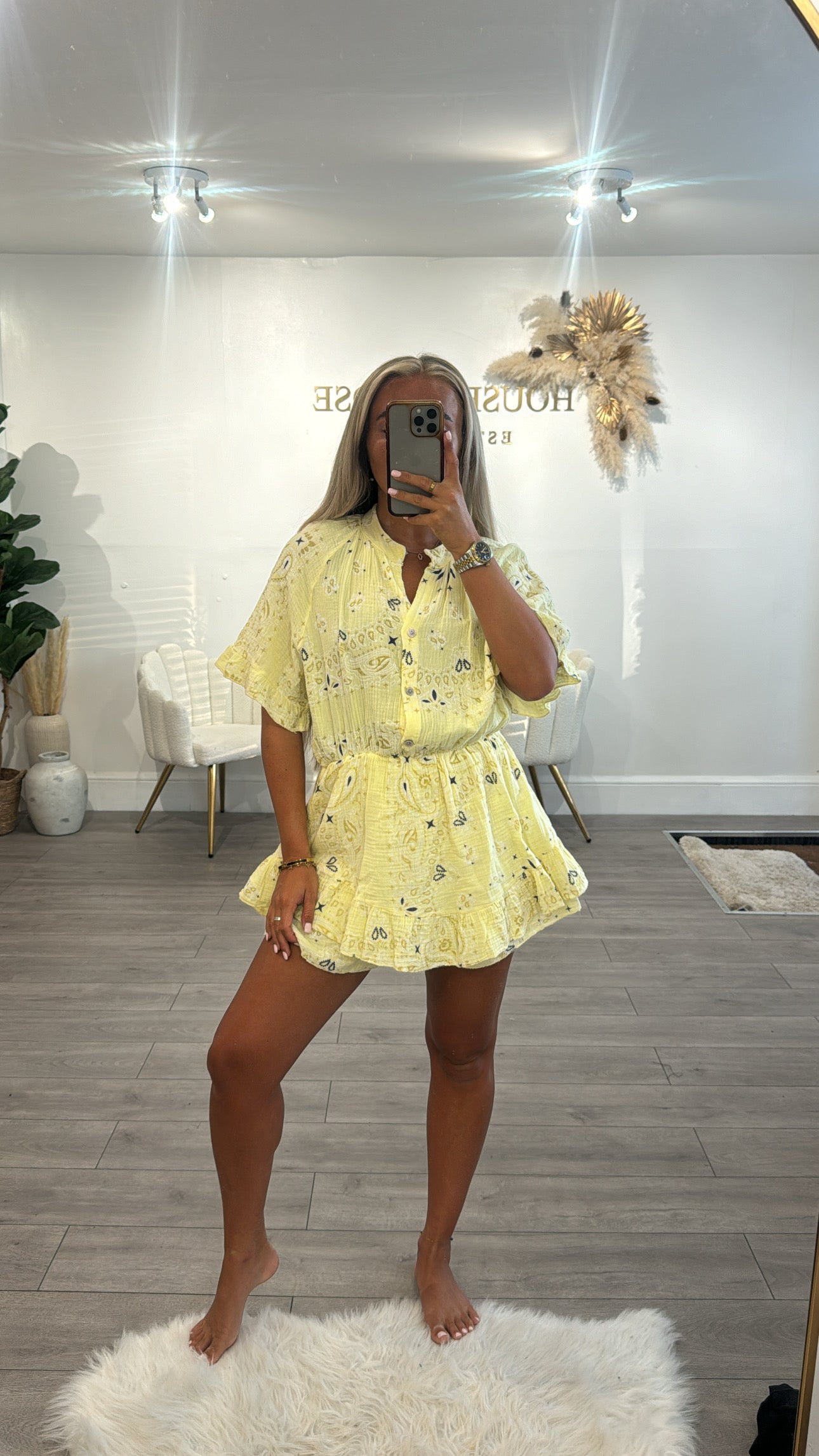 Pattern playsuit yellow