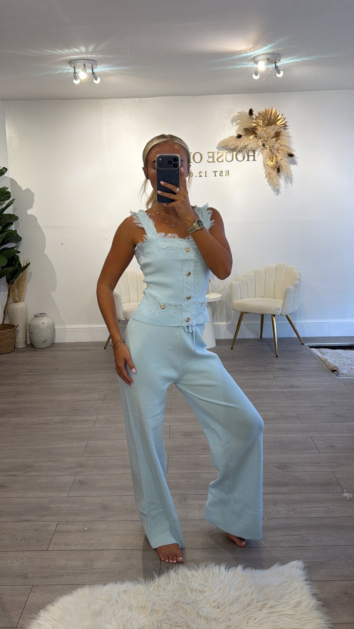 Frill loungewear coord set baby blue