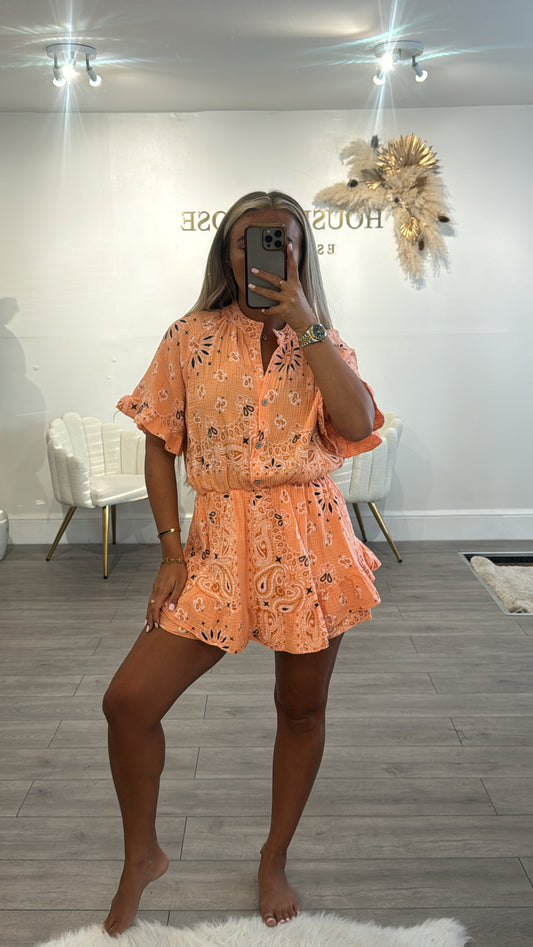 Our pattern button up playsuit
