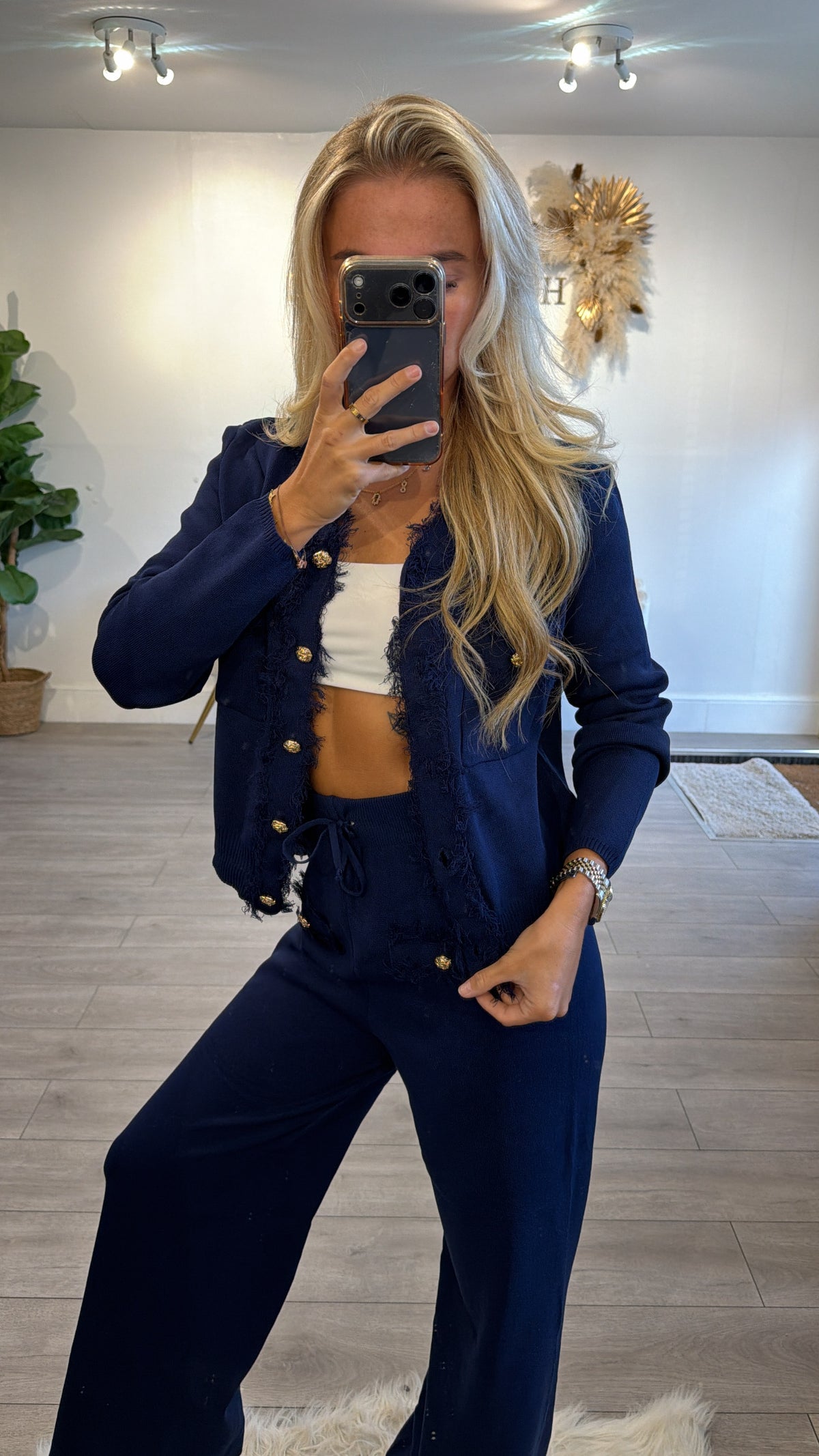 Long sleeve Frill loungewear coord set navy
