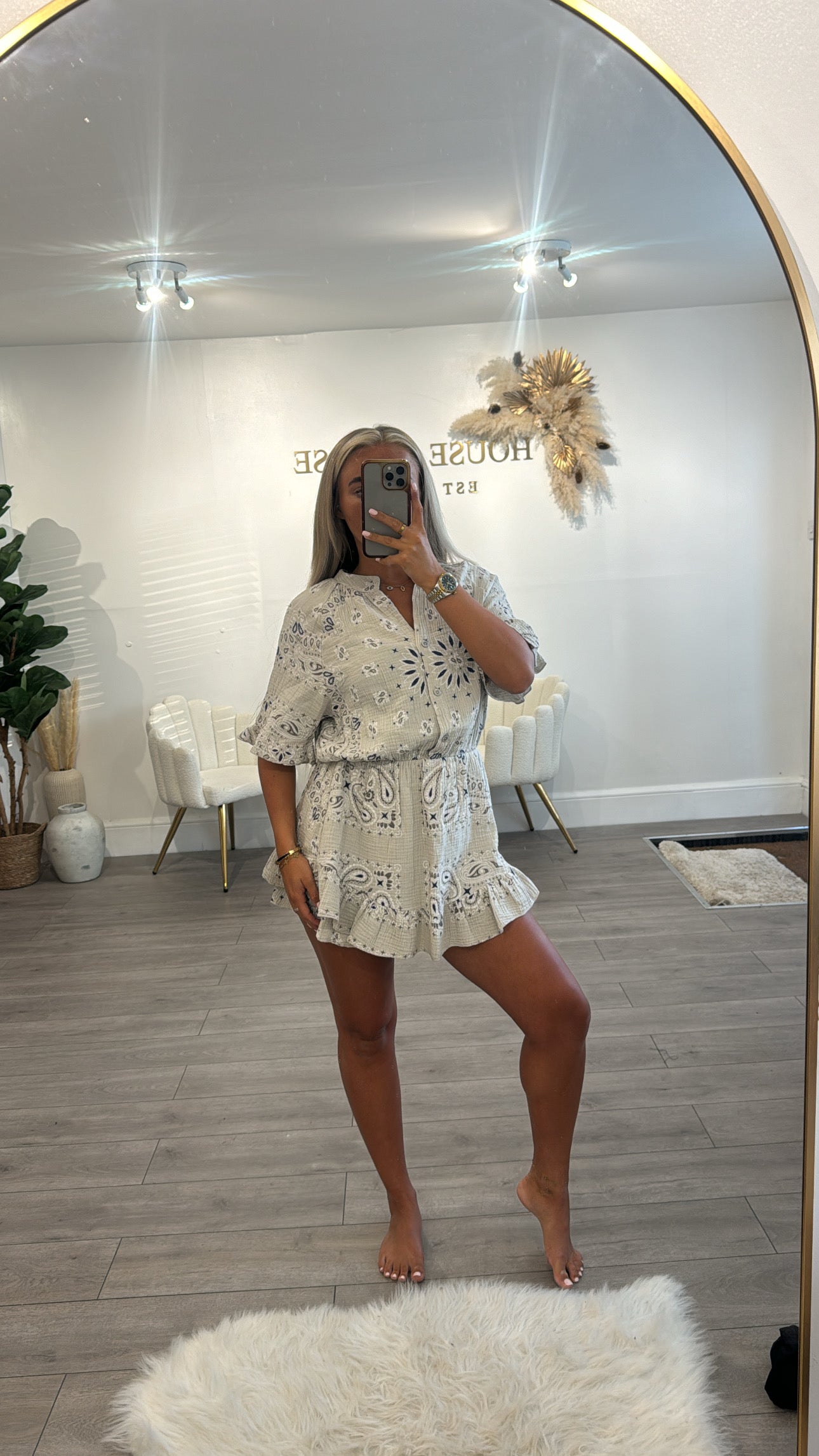 Our pattern button up playsuit