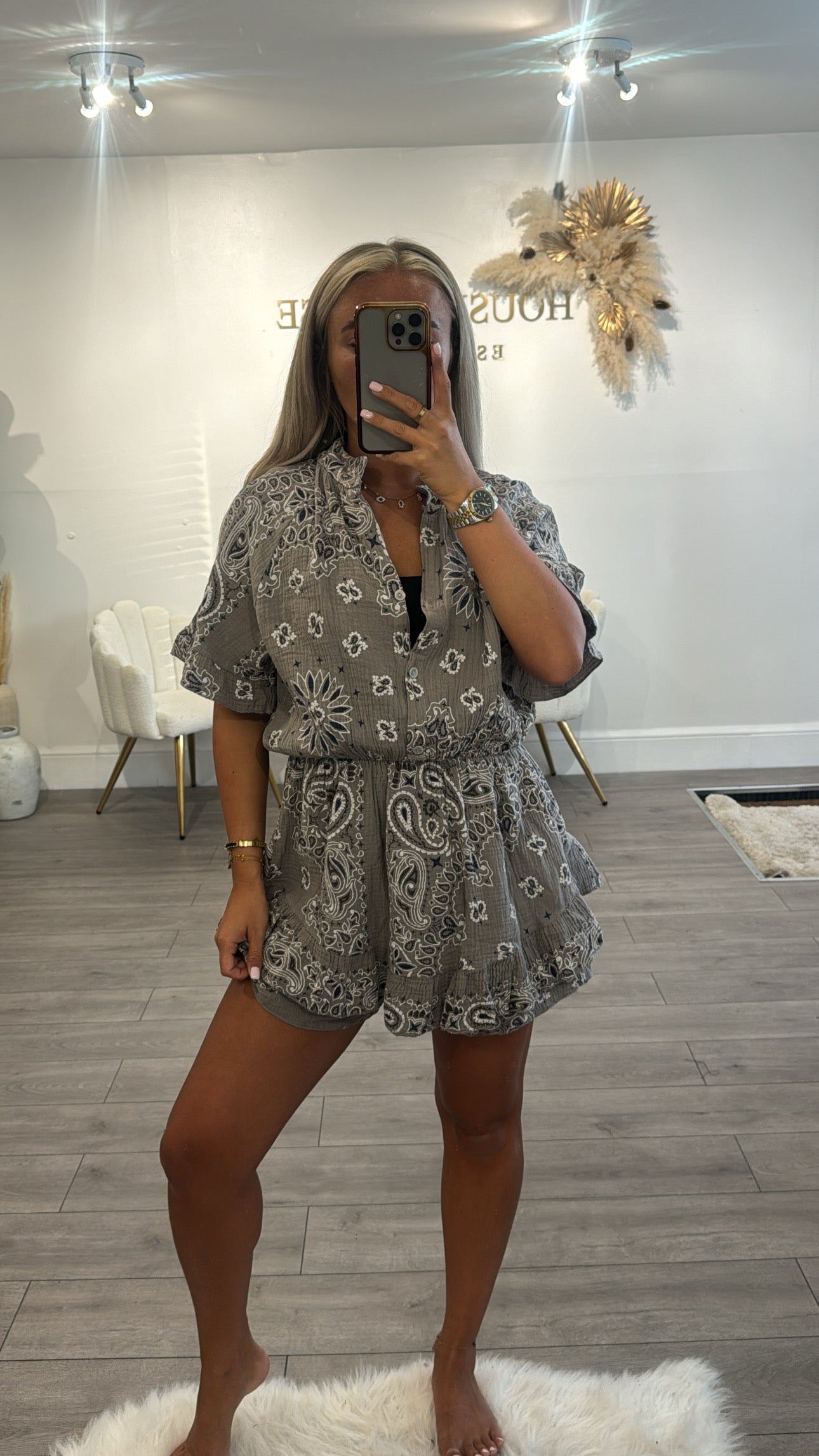 Our pattern button up playsuit