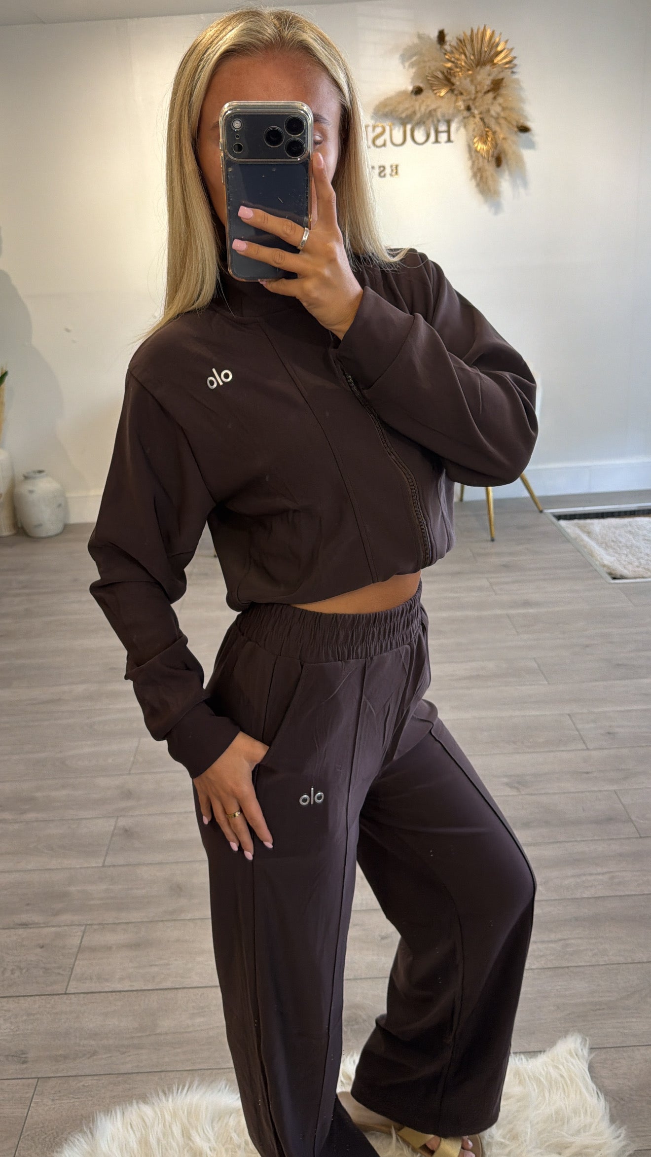 Zip up loungewear brown