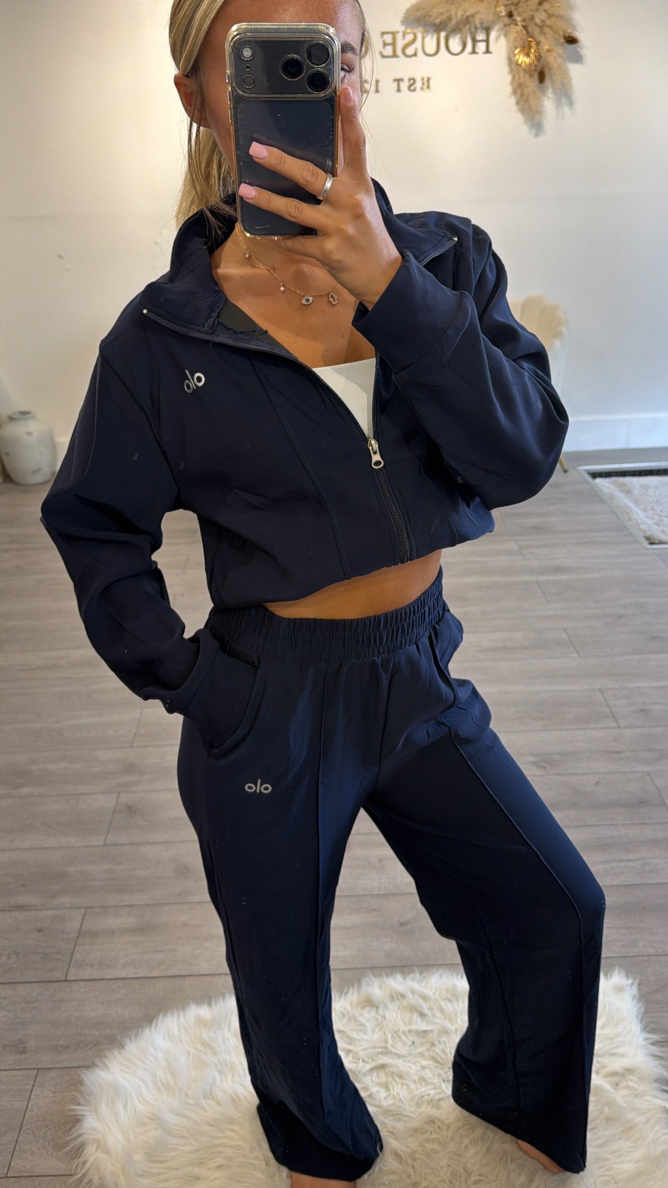 Zip up loungewear set navy