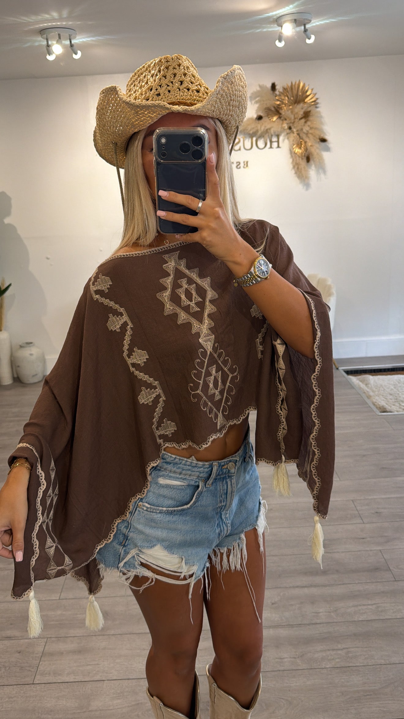 Off shoulder BOHO style pattern top