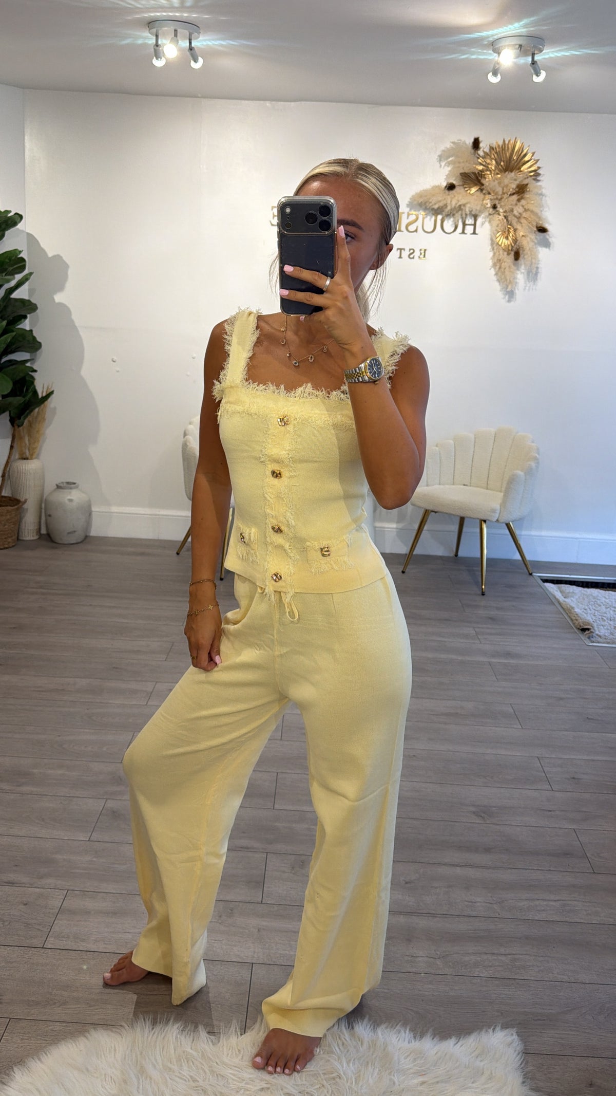 Frill loungewear coord set yellow