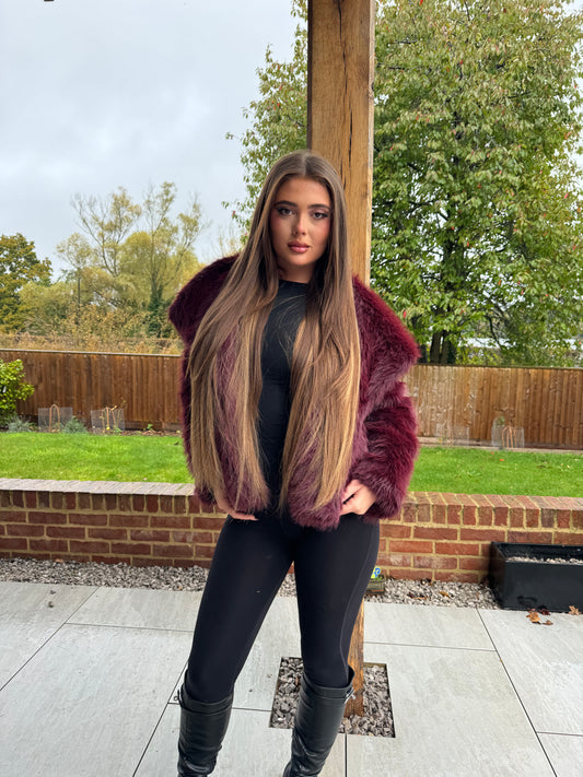 IVY burgundy faux fur