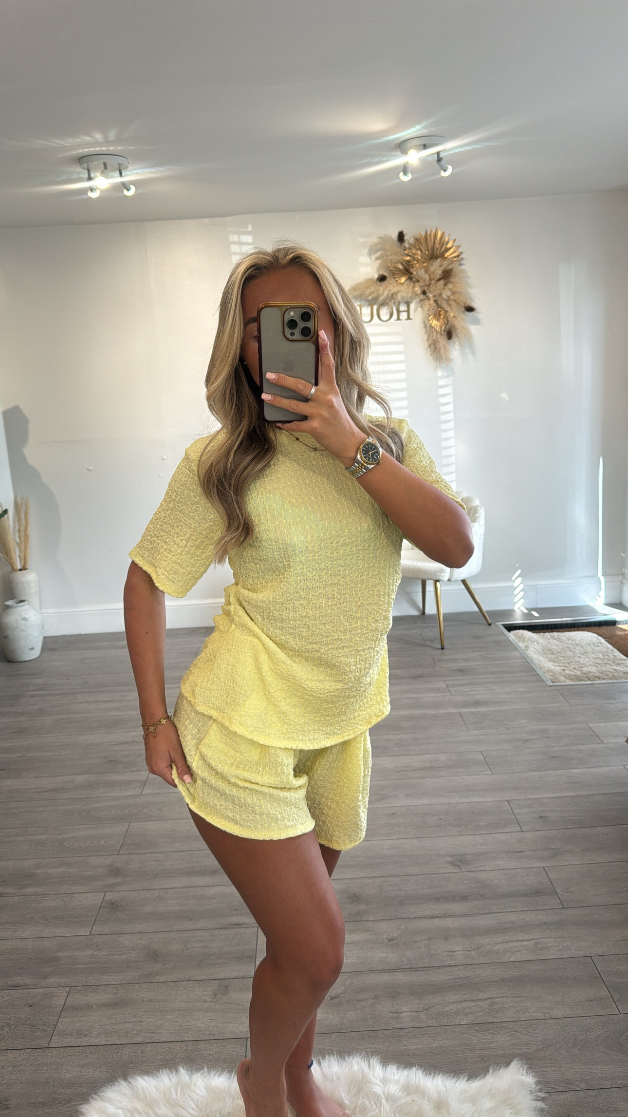 Our shorts cheesecloth coord ruched side set