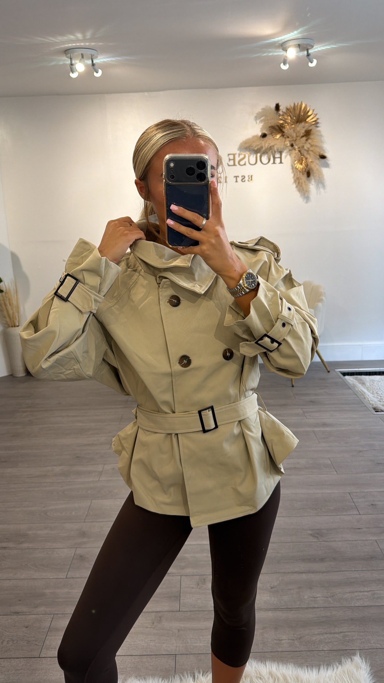 Cropped trench coat beige