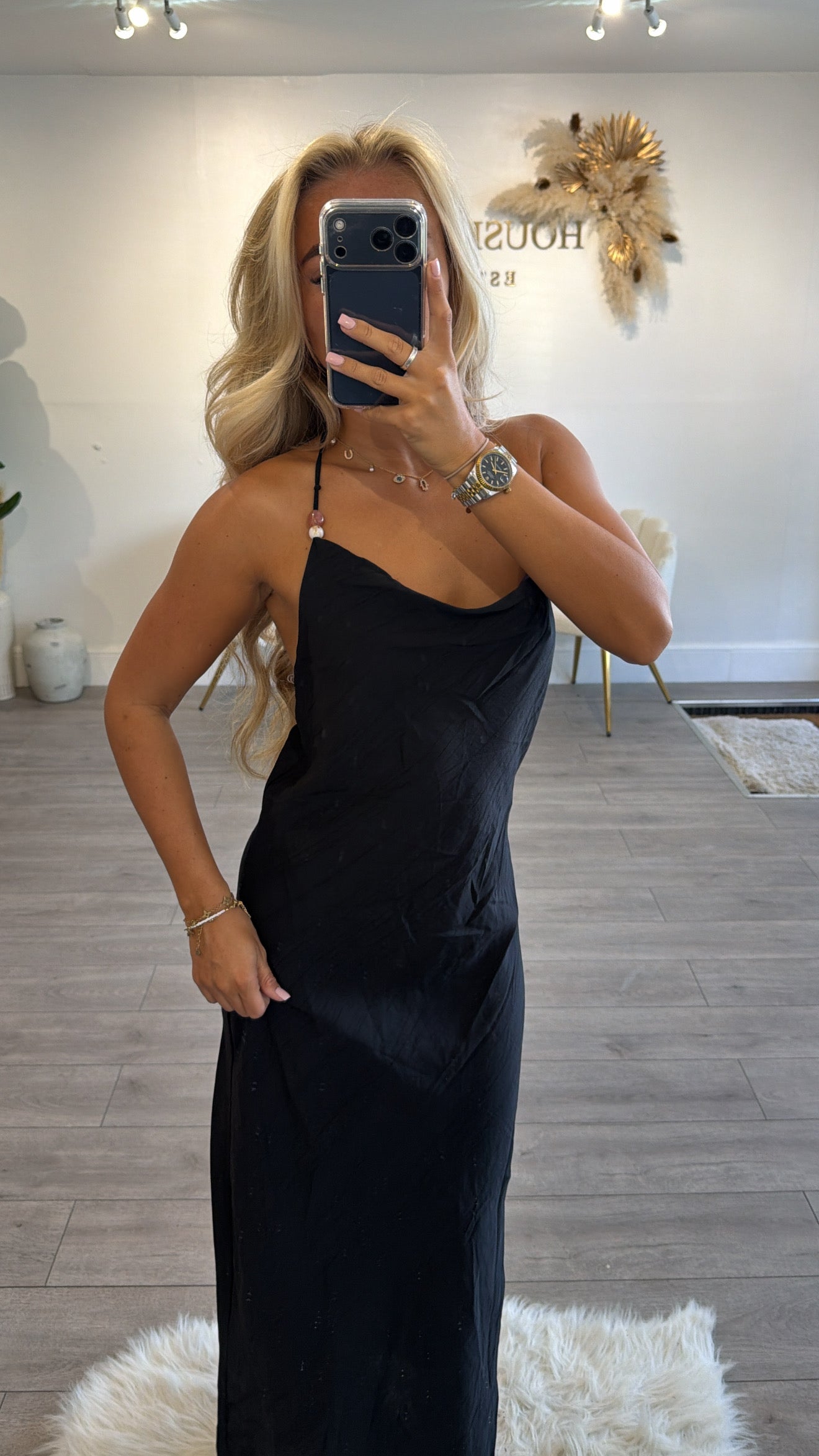 Beaded backless maxi dresses black
