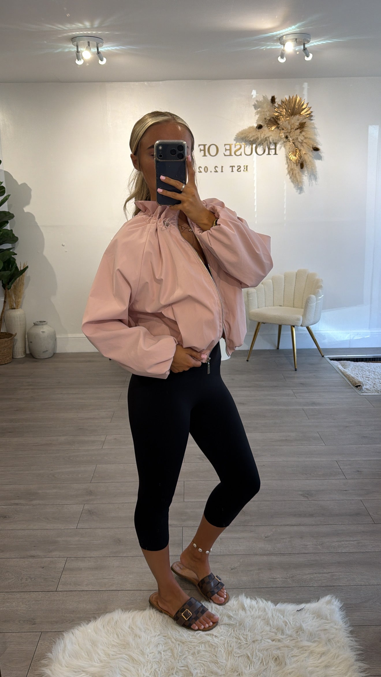 Cinched windbreaker style jacket pink