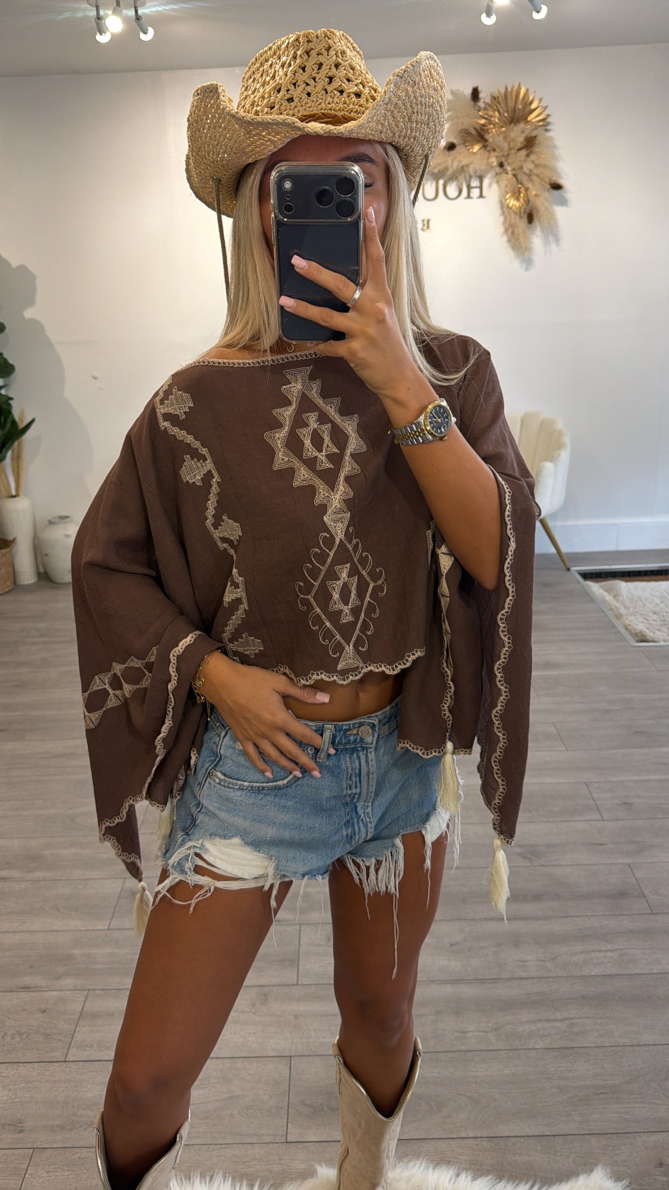 Off shoulder BOHO style pattern top