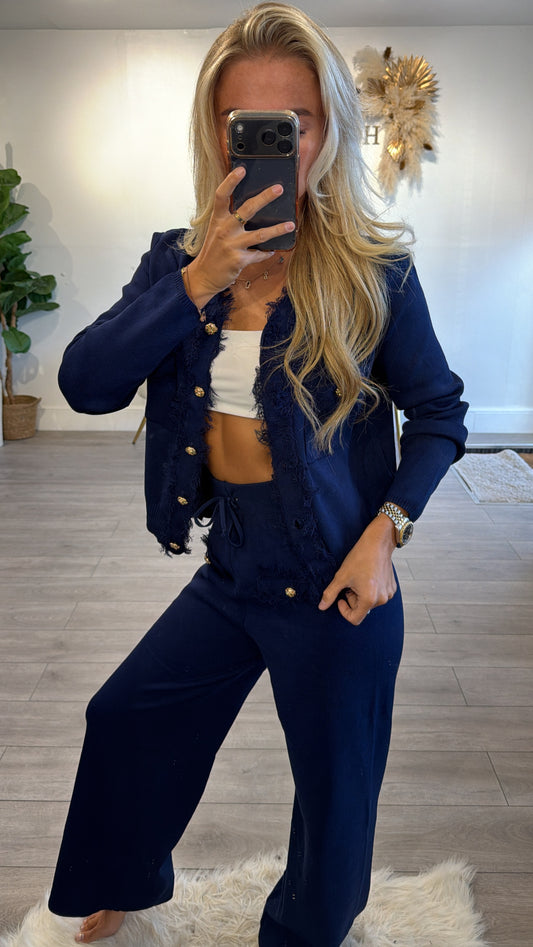 Long sleeve Frill loungewear coord set navy