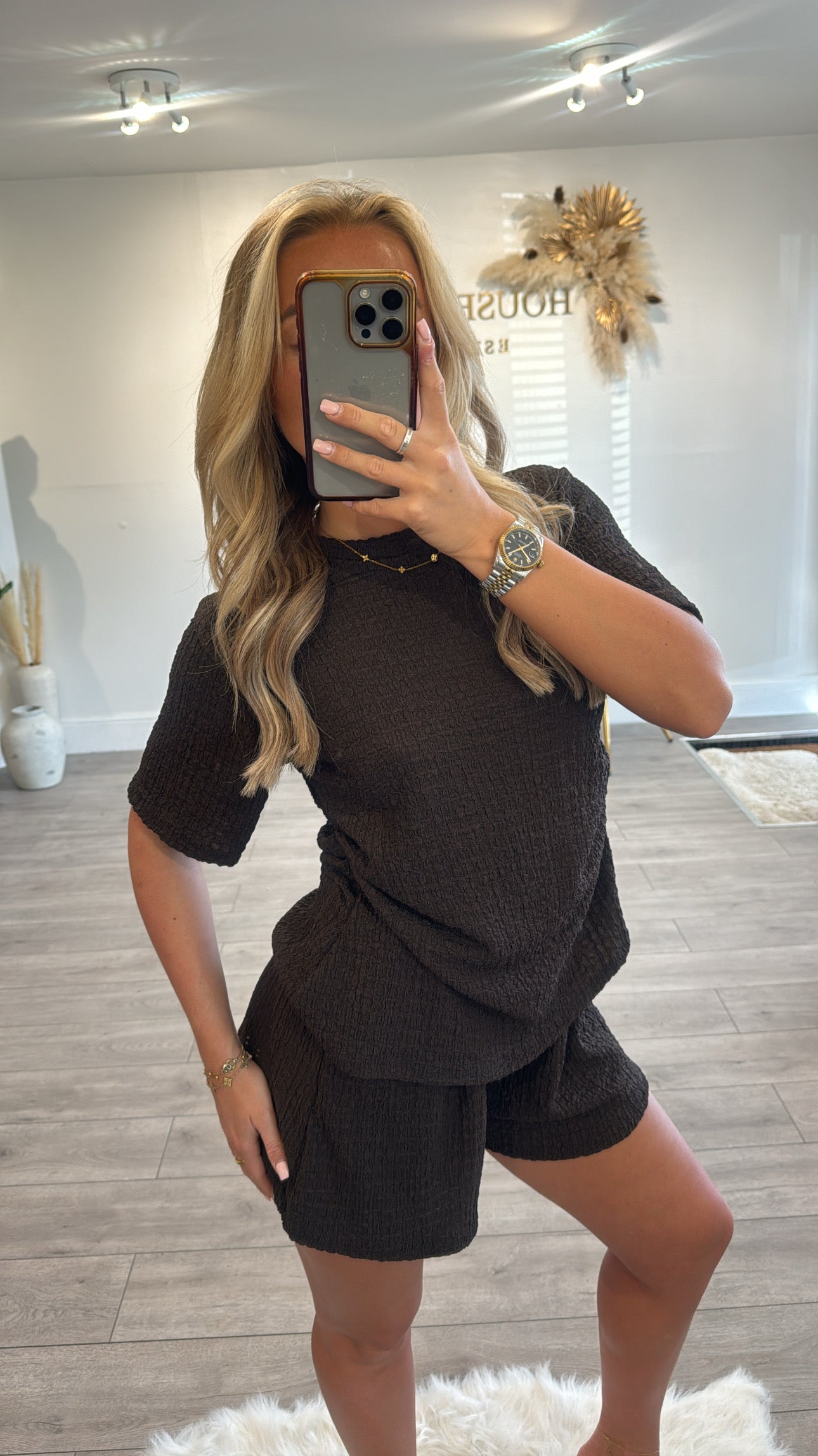 Our shorts cheesecloth coord ruched side set