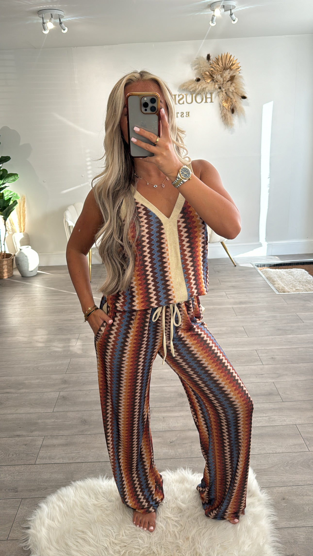 Zig zag stripe v neck coord sets