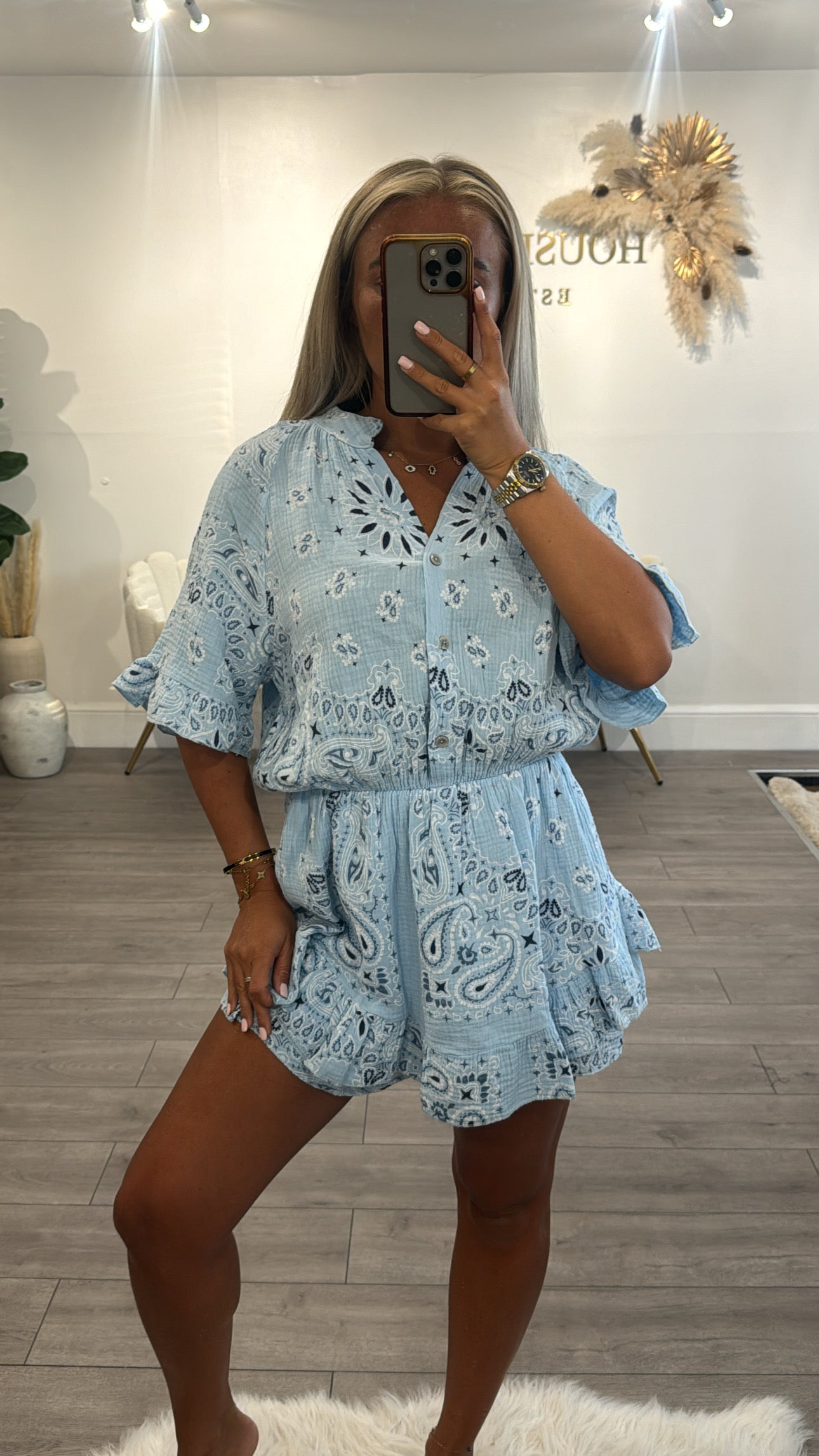Our pattern button up playsuit