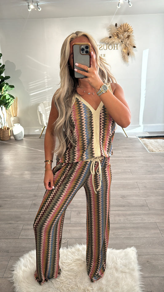 Zig zag stripe v neck coord sets