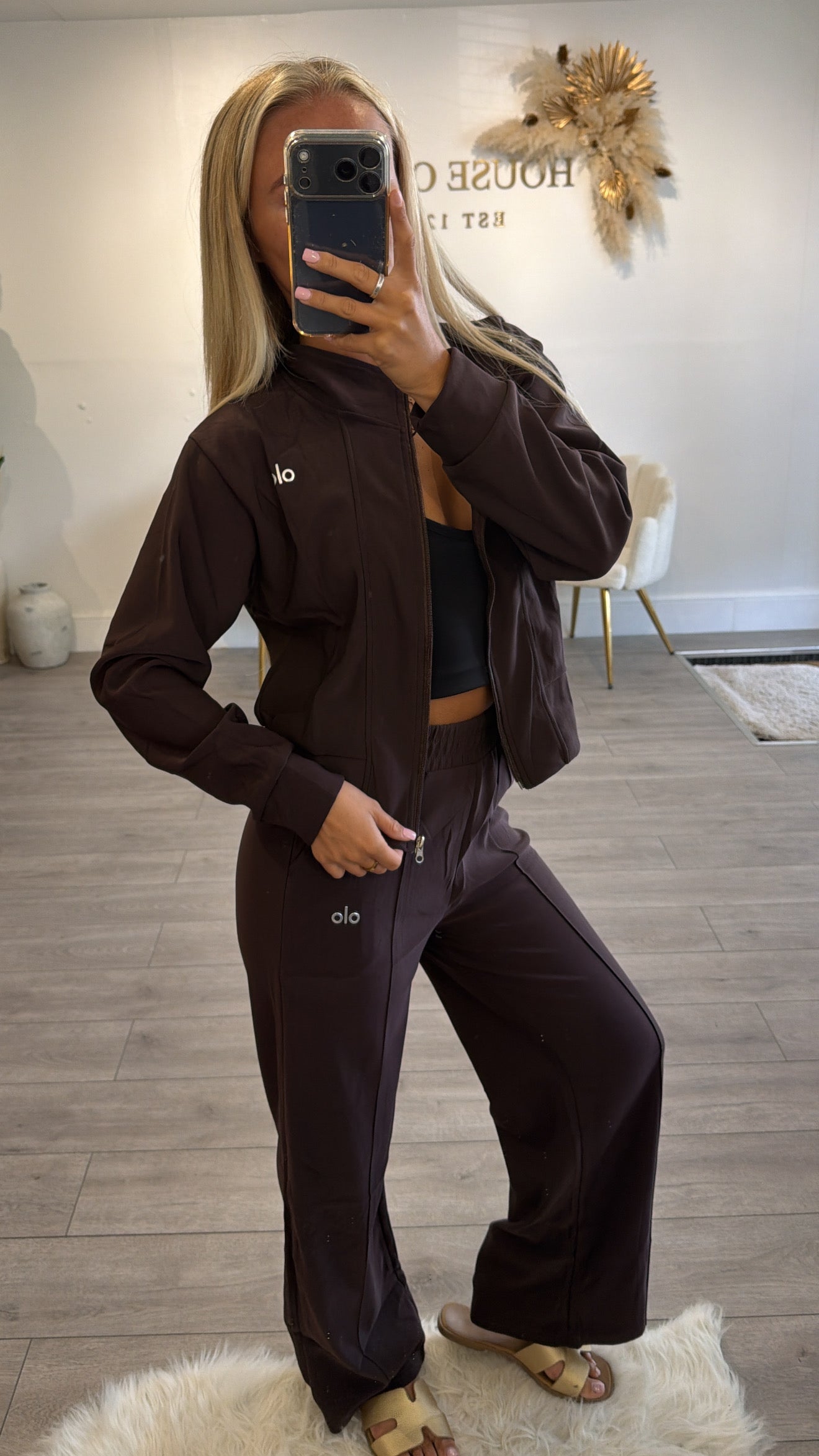 Zip up loungewear brown