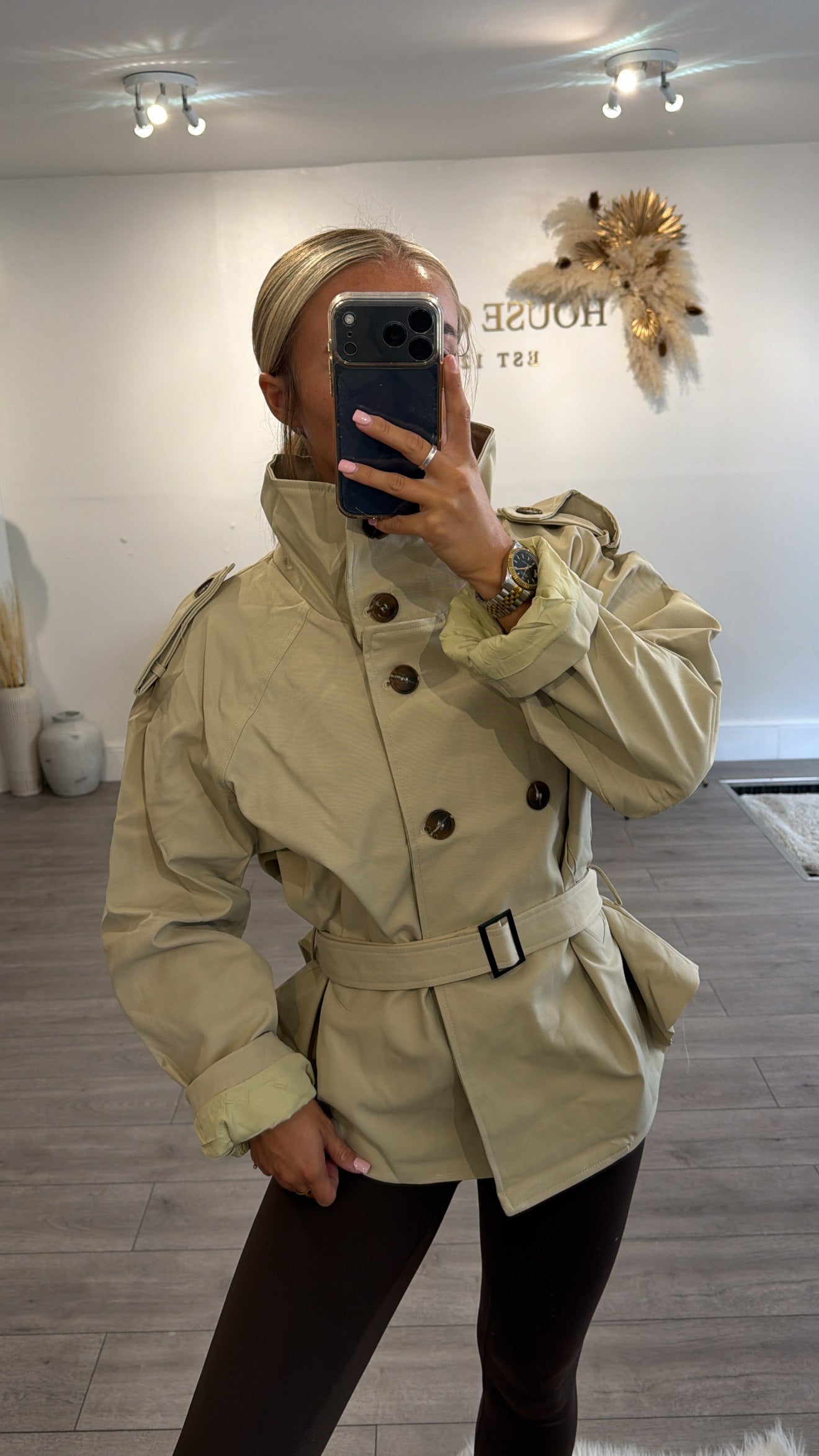 Cropped trench coat beige