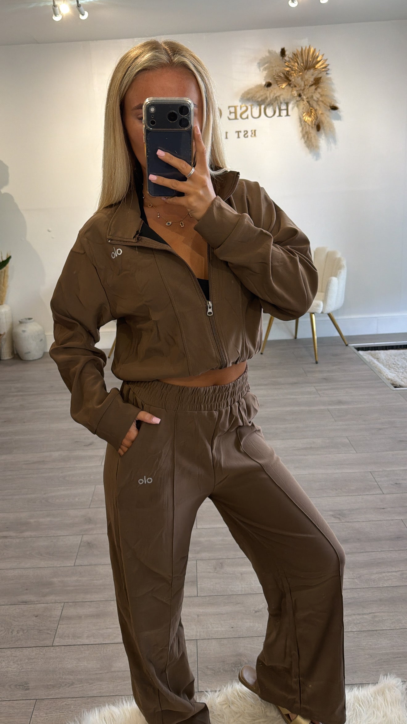 Zip up loungewear taupe