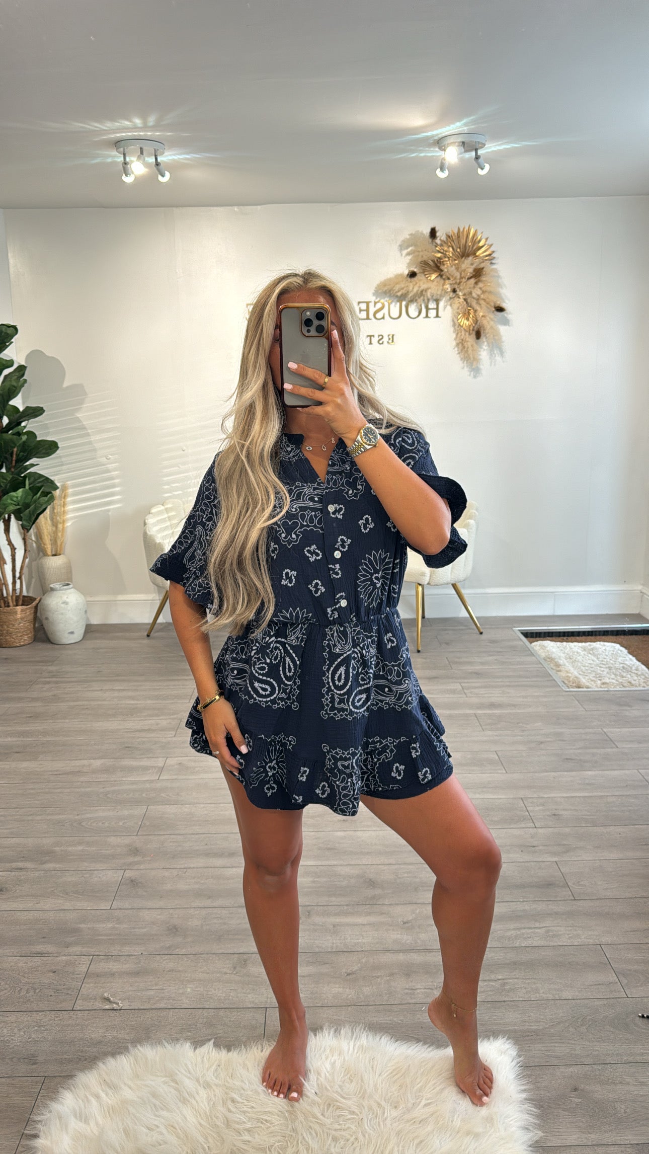 Pattern playsuit navy