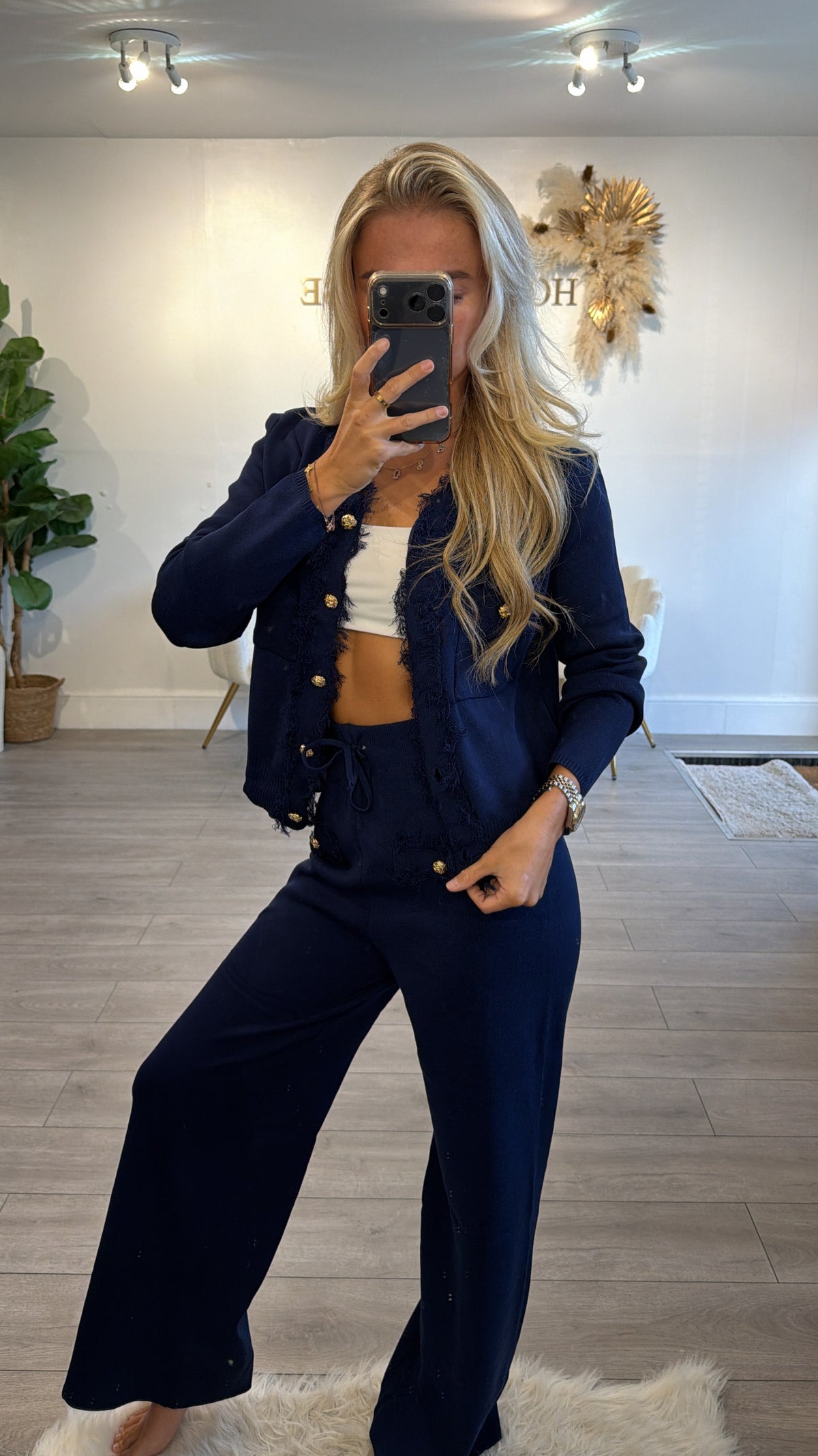 Long sleeve Frill loungewear coord set navy