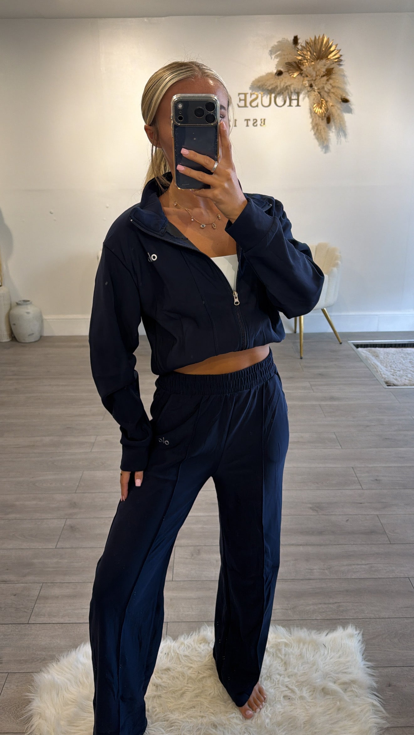 Zip up loungewear set navy