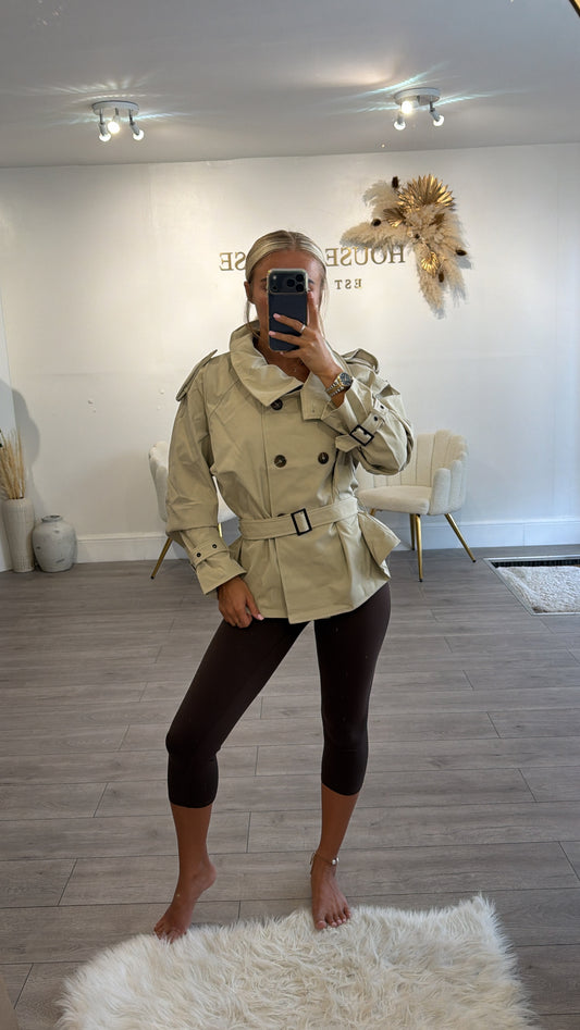 Cropped trench coat beige