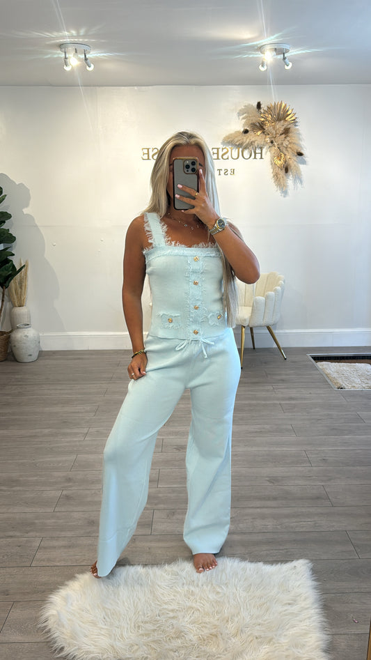 Frill loungewear coord set baby blue