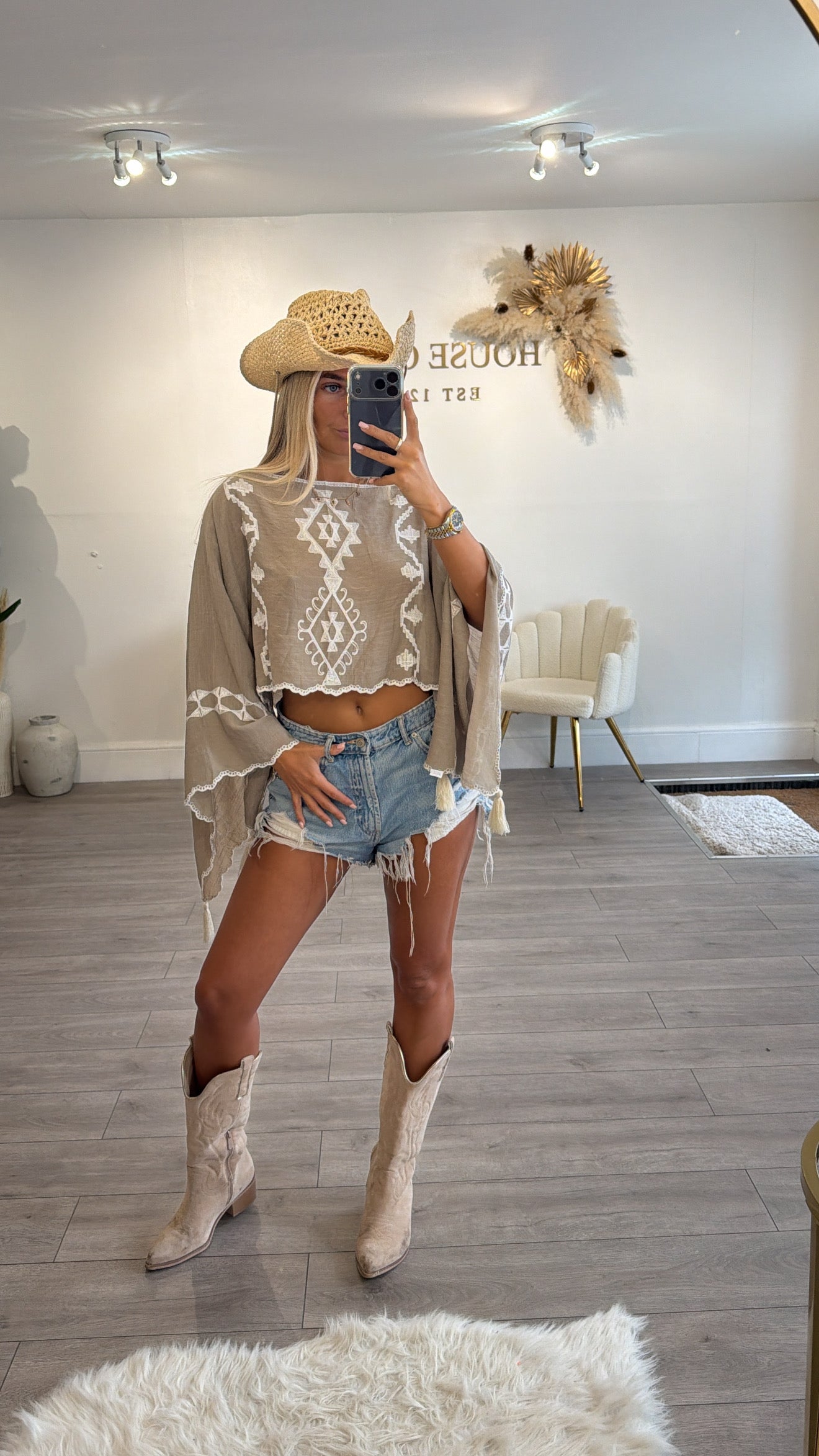Off shoulder BOHO style pattern top
