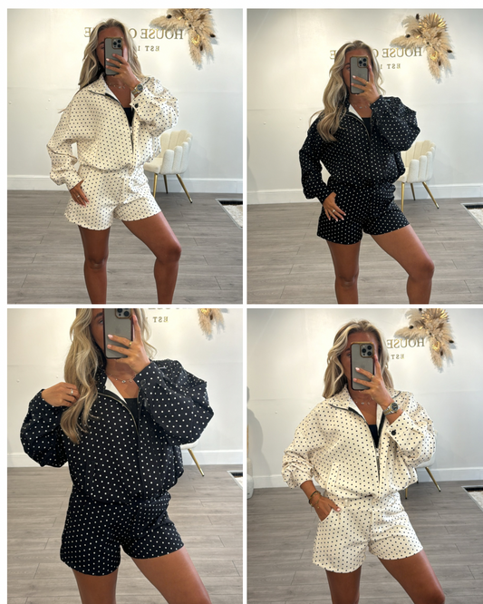 Polka jacket and short coord set