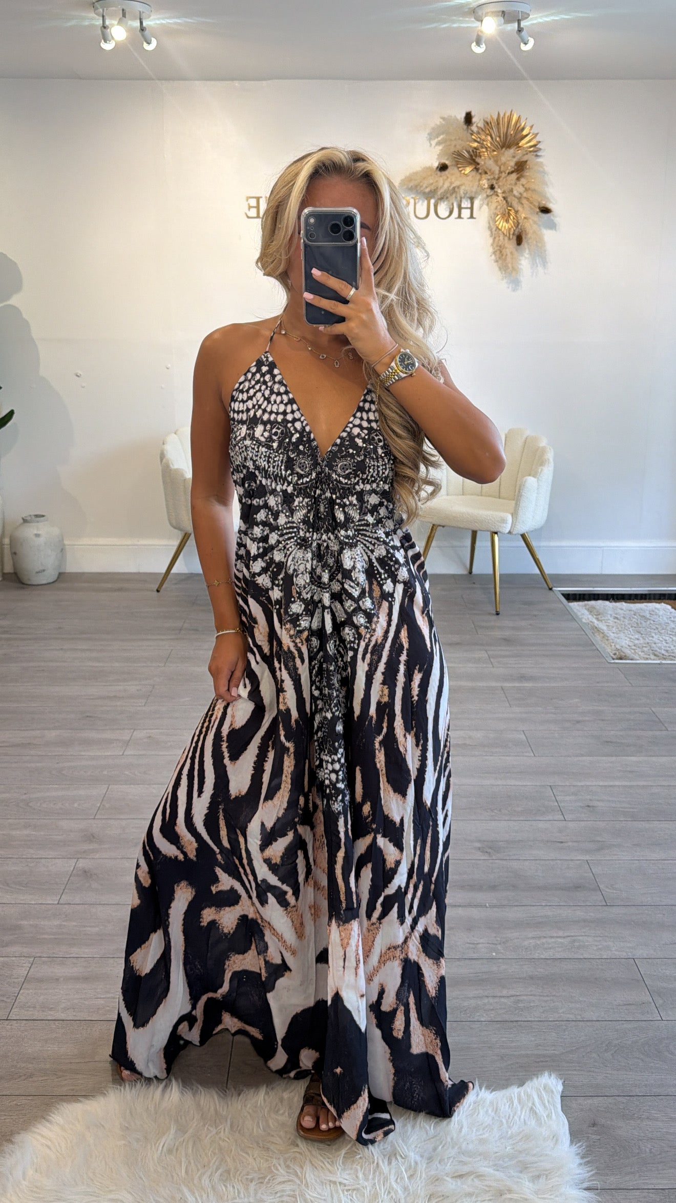 Our tie up halter neck maxi dress