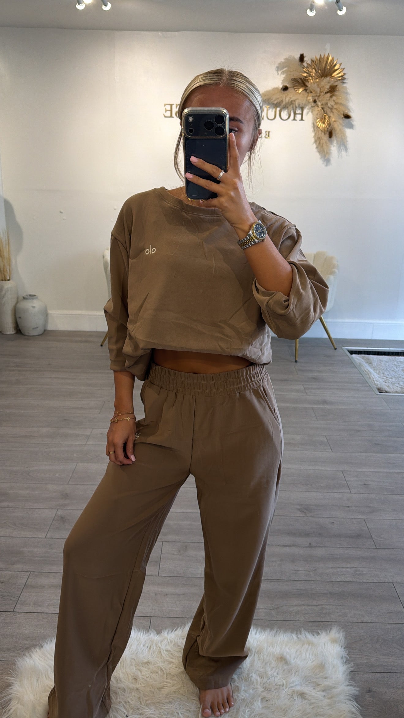 Sweatshirt loungewear set taupe