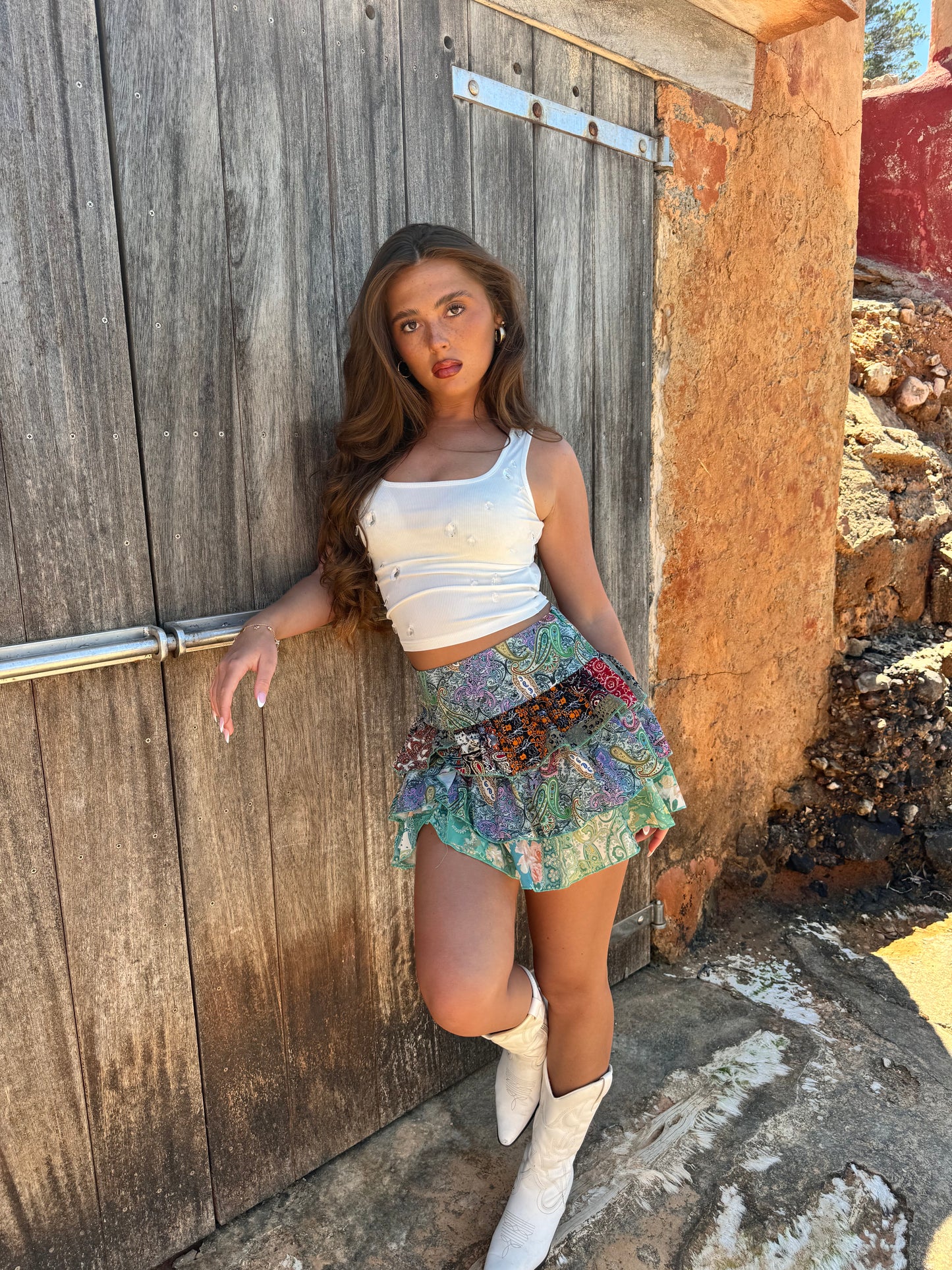 The ‘DOLCE’ turquoise frill skirt