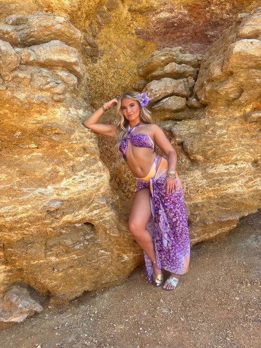 The ‘SANGRIA’ lilac three piece bikini set