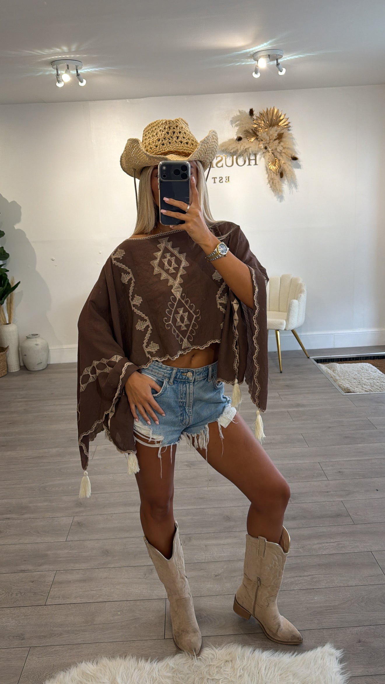 Off shoulder BOHO style pattern top