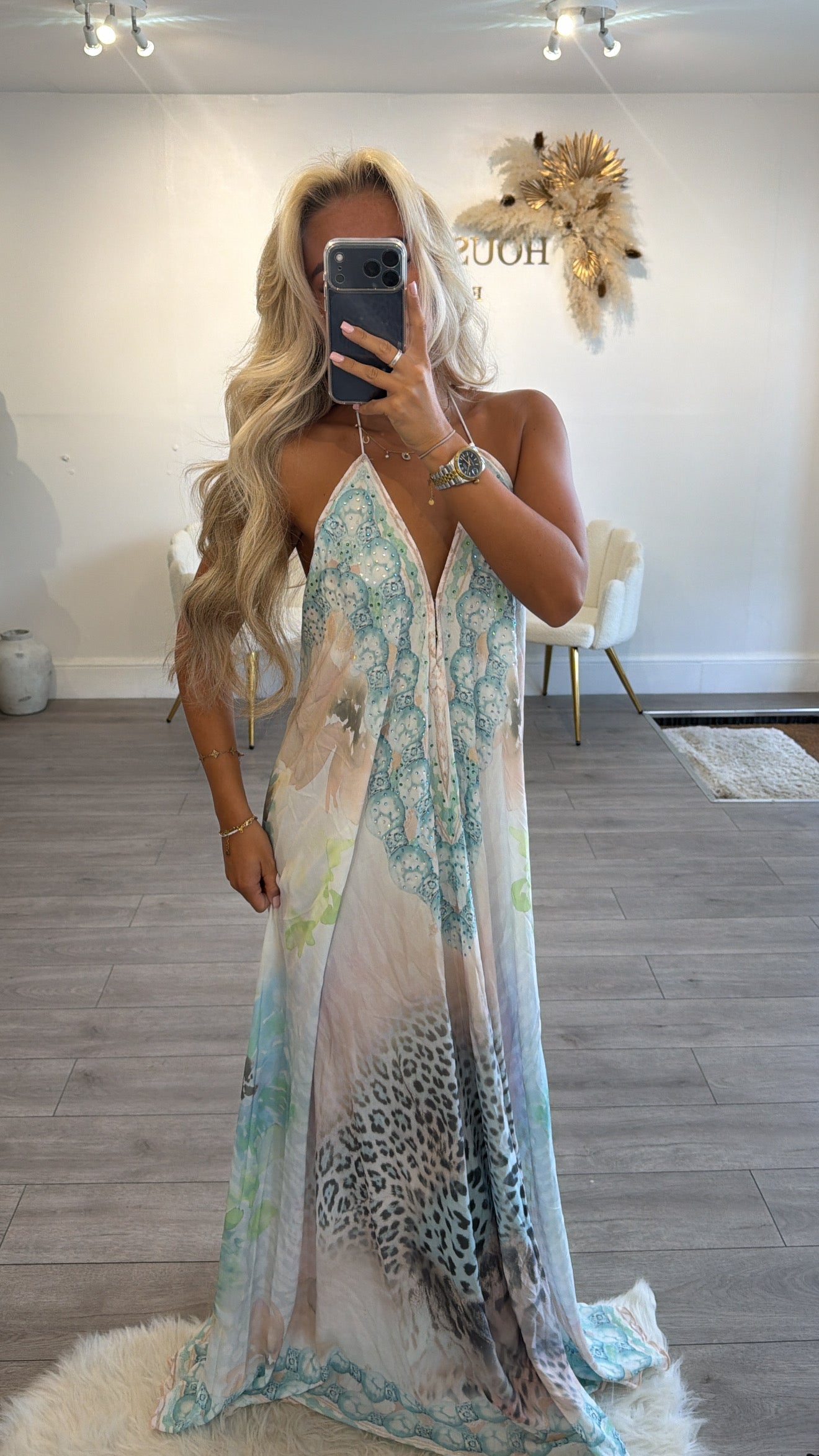 Our tie up halter neck maxi dress